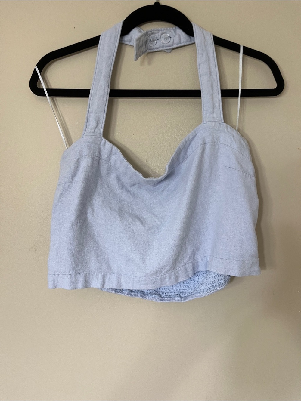 Abercrombie & Fitch Pale Blue Smocked Halter Top